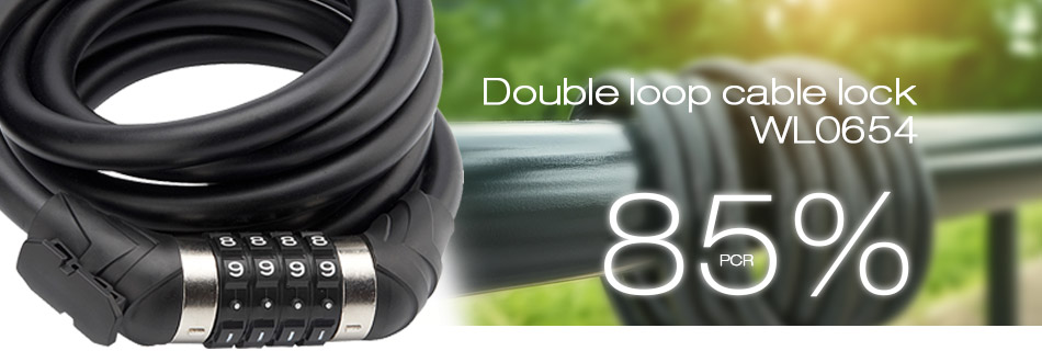 Sinox WL0654 Double Loop Cable Lock made of 85% PCR material Sinox WL0654 Double Loop Cable Lock made of 85% PCR material